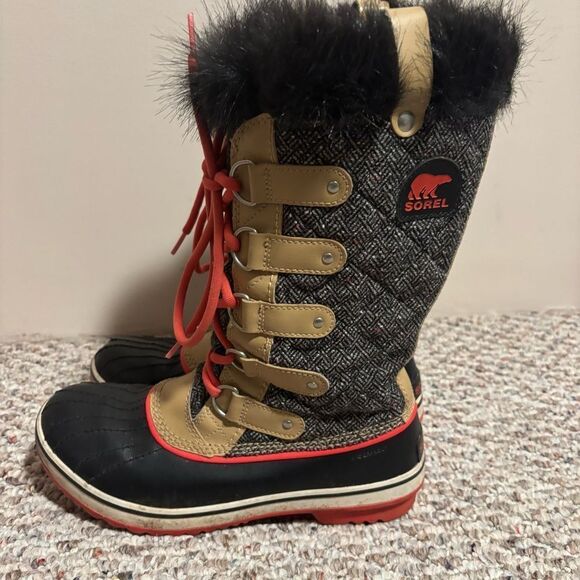 Sorel Tofino Brown Cordovan Herringbone Waterproof Winter Tall Boots- Size 8 - Picture 1 of 11